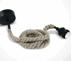 BLACK E27 THICK ROPE WIRE 2m SUSPENSION