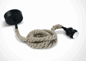 BLACK E27 THICK ROPE WIRE 2m SUSPENSION