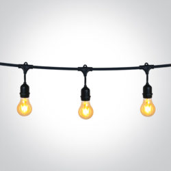 BLACK STRING LIGHTS IP44 8,5m 15x E27 12w