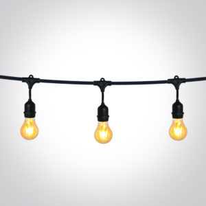 BLACK STRING LIGHTS IP44 8,5m 15x E27 12w