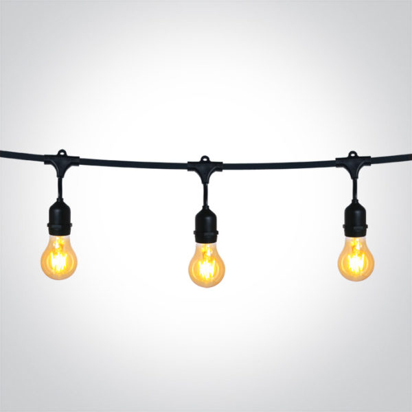 BLACK STRING LIGHTS IP44 8,5m 15x E27 12w