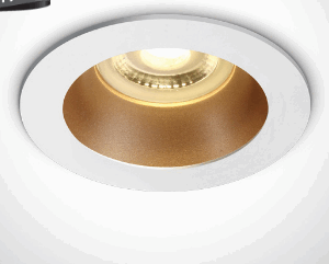 > WHITE GU10 10W BRASS REFLECTOR DARK LIGHT