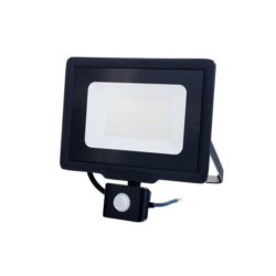 LED SMD FLOODLIGHT BLACK 50W 4000LM AC220-265V 120° IP65 6000K 70CM CABLE - WITH SENSOR*