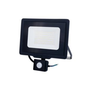 LED SMD FLOODLIGHT BLACK 50W 4000LM AC220-265V 120° IP65 6000K 70CM CABLE - WITH SENSOR*