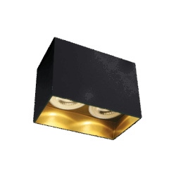 2x10W MR16 GU10 Black downlight with Brass reflector